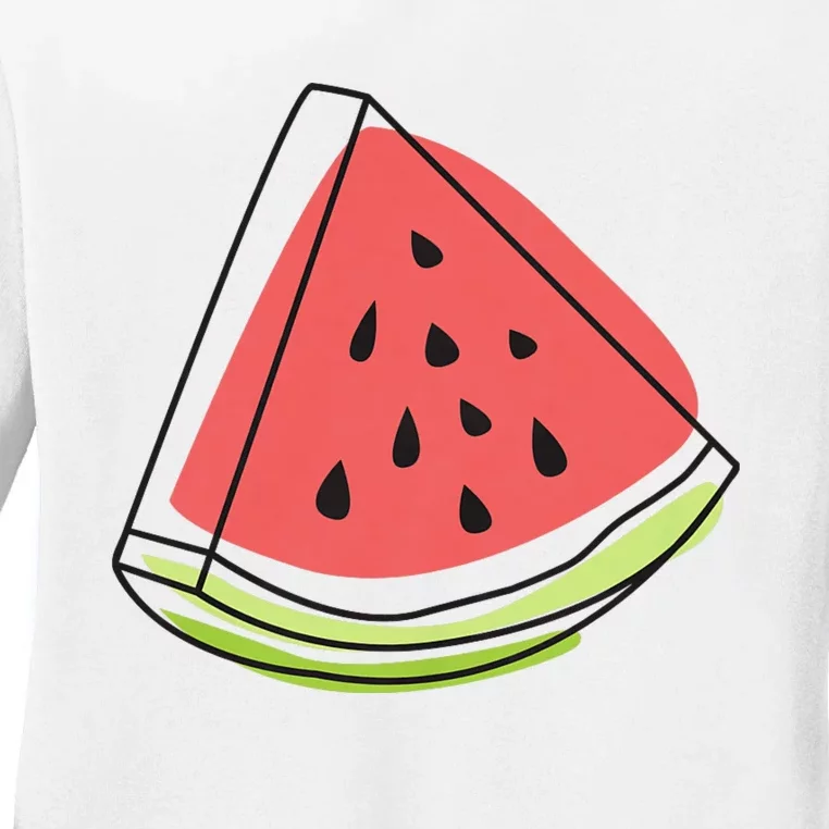 Watermelon Summer Melon Watermelon Without Sunglasses Ladies Long Sleeve Shirt