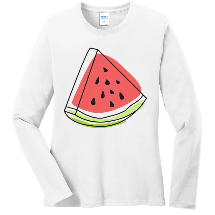 Watermelon Summer Melon Watermelon Without Sunglasses Ladies Long Sleeve Shirt