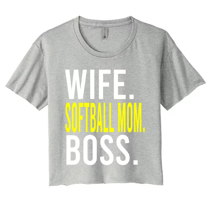 Wife Softball Mom Boss Softball Sports Meaningful Gift Women's Crop Top Tee