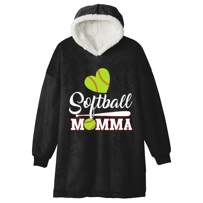 Wo Softball Momma Catcher Pitcher Mothers Day Mom V-Neck Hooded Wearable Blanket