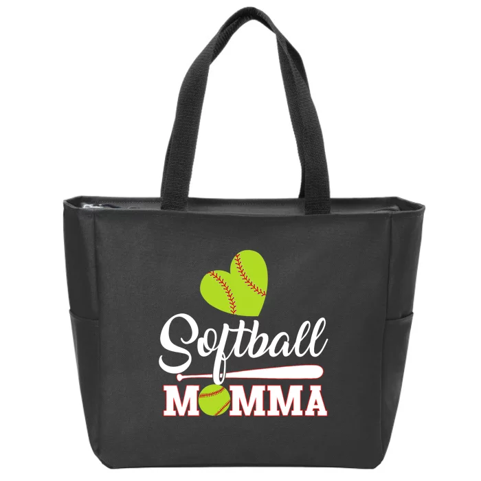 Wo Softball Momma Catcher Pitcher Mothers Day Mom V-Neck Zip Tote Bag