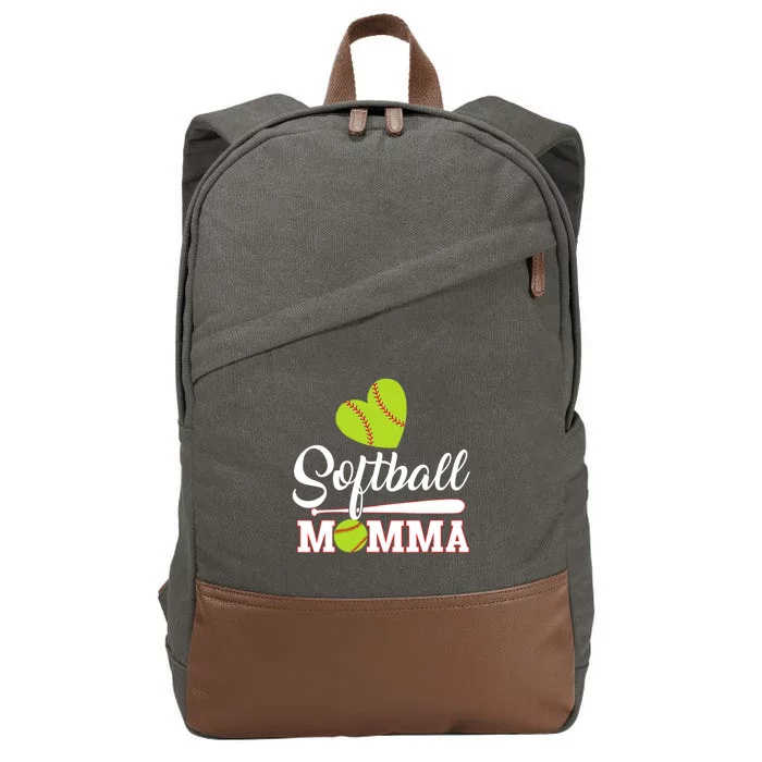 Wo Softball Momma Catcher Pitcher Mothers Day Mom V-Neck Cotton Canvas Backpack