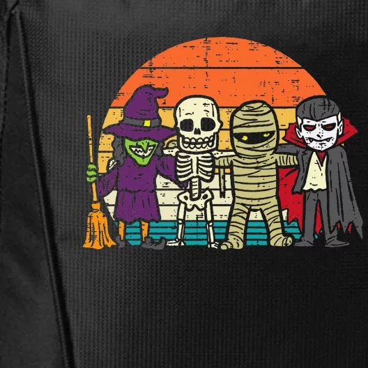 Witch Skeleton Mummy Vampire Retro Halloween City Backpack