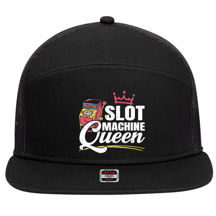 Wo Slot Machine Queen Casino Gambling Roulette Games Gambler 7 Panel Mesh Trucker Snapback Hat