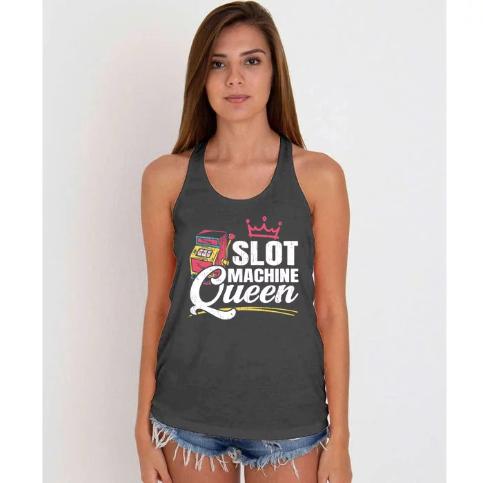 Wo Slot Machine Queen Casino Gambling Roulette Games Gambler Women's Knotted Racerback Tank