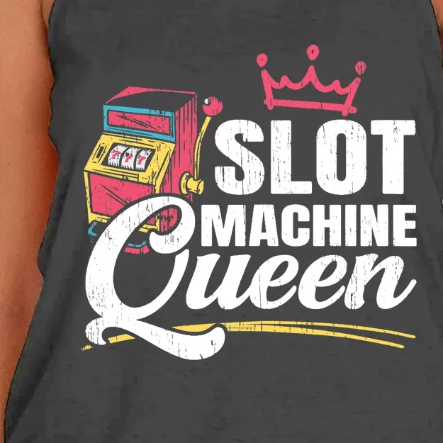 Wo Slot Machine Queen Casino Gambling Roulette Games Gambler Women's Knotted Racerback Tank