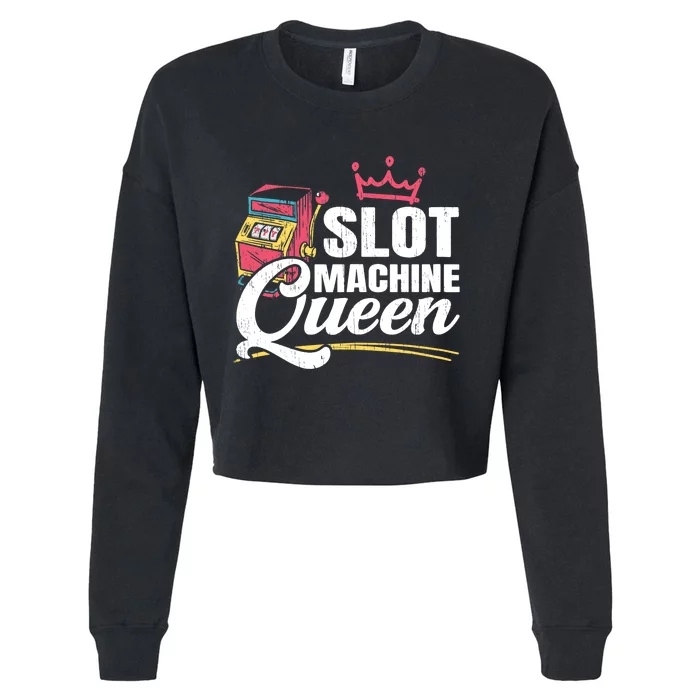 Wo Slot Machine Queen Casino Gambling Roulette Games Gambler Cropped Pullover Crew