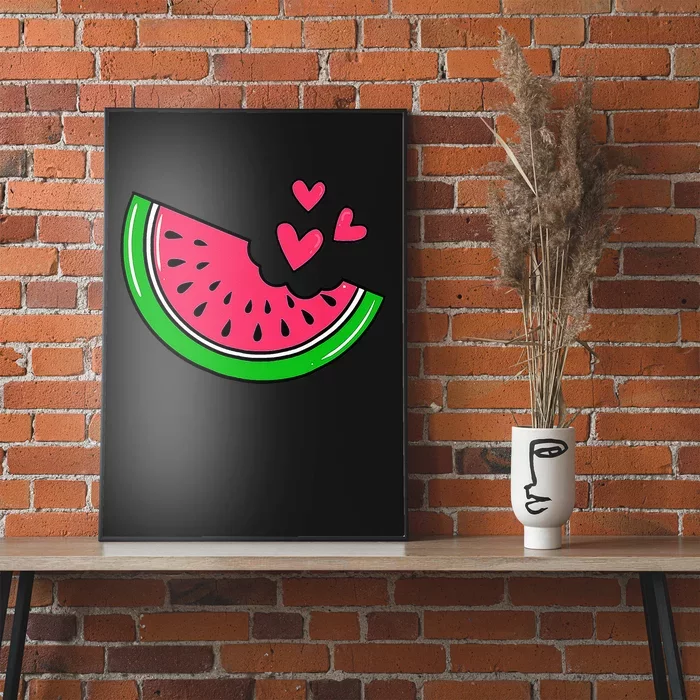 Watermelon Slice Melon Hearts Lovers Eating Fruit Summer Poster