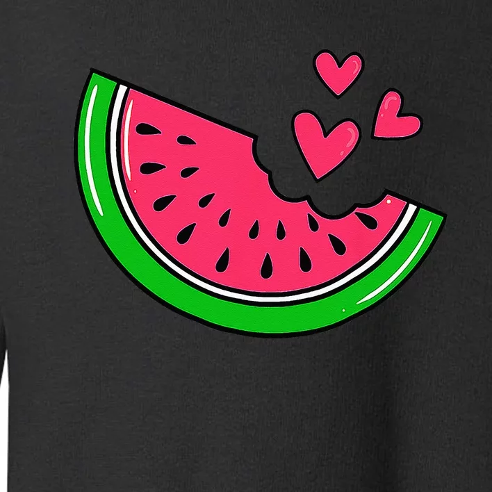 Watermelon Slice Melon Hearts Lovers Eating Fruit Summer Toddler Sweatshirt