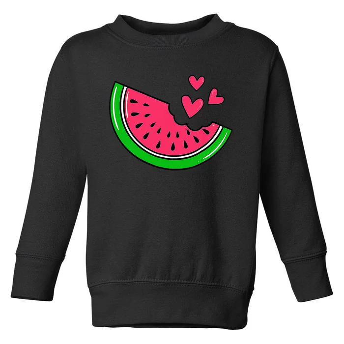 Watermelon Slice Melon Hearts Lovers Eating Fruit Summer Toddler Sweatshirt