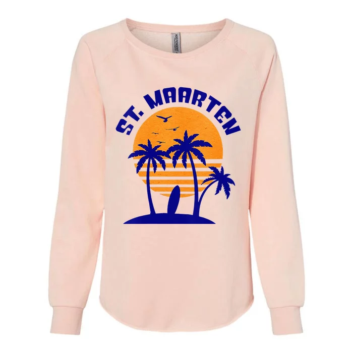 Womens St. Maarten Beach Surfing Travel Souvenir Womens California Wash Sweatshirt