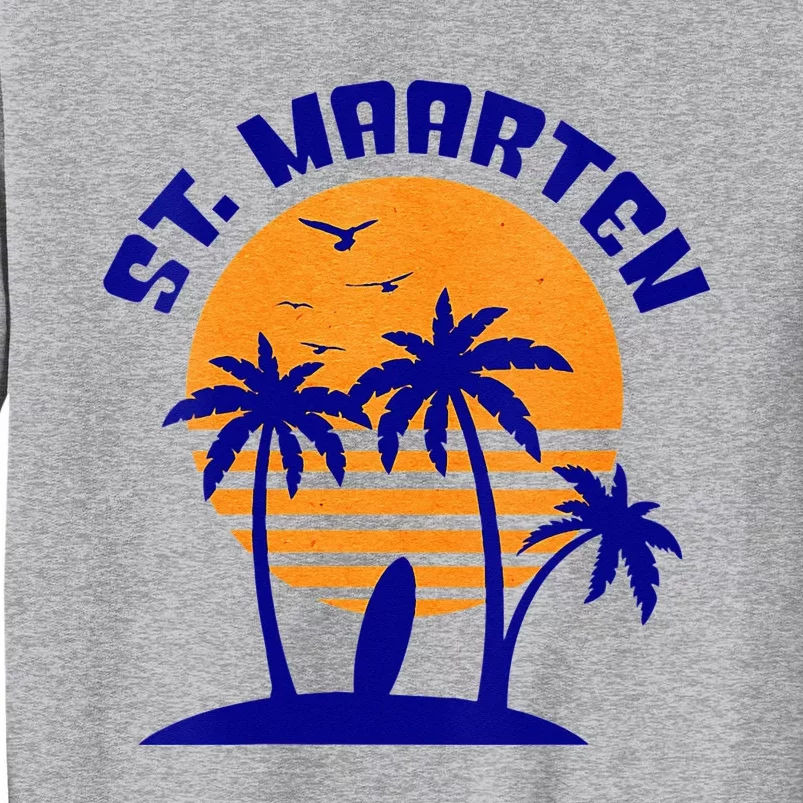 Womens St. Maarten Beach Surfing Travel Souvenir Tall Sweatshirt