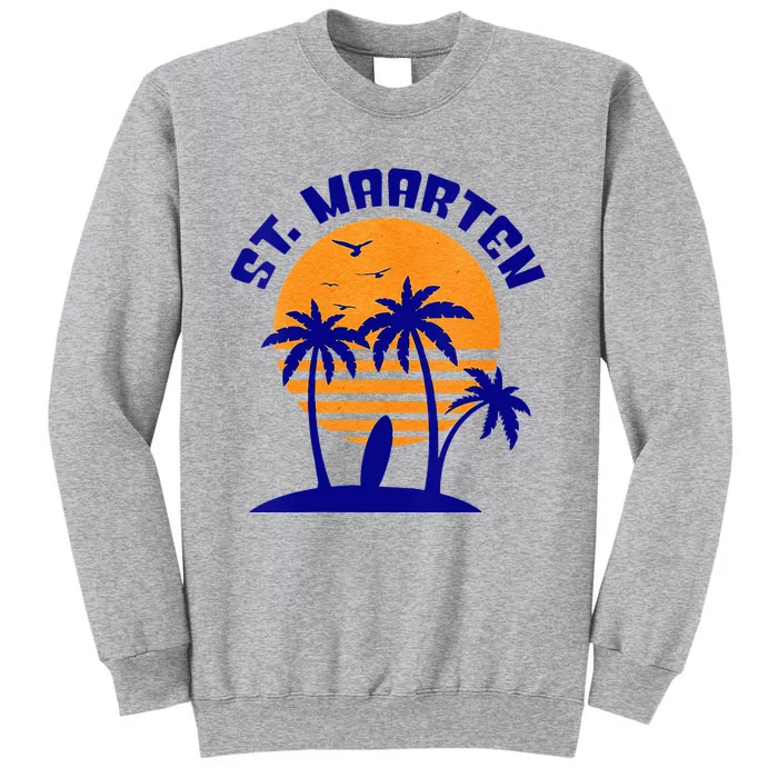 Womens St. Maarten Beach Surfing Travel Souvenir Tall Sweatshirt