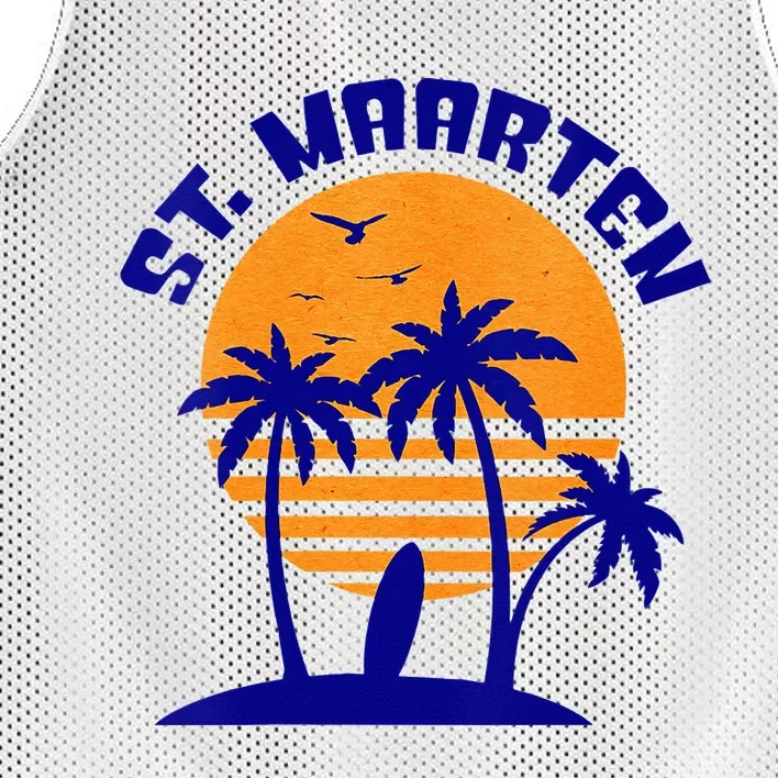 Womens St. Maarten Beach Surfing Travel Souvenir Mesh Reversible Basketball Jersey Tank