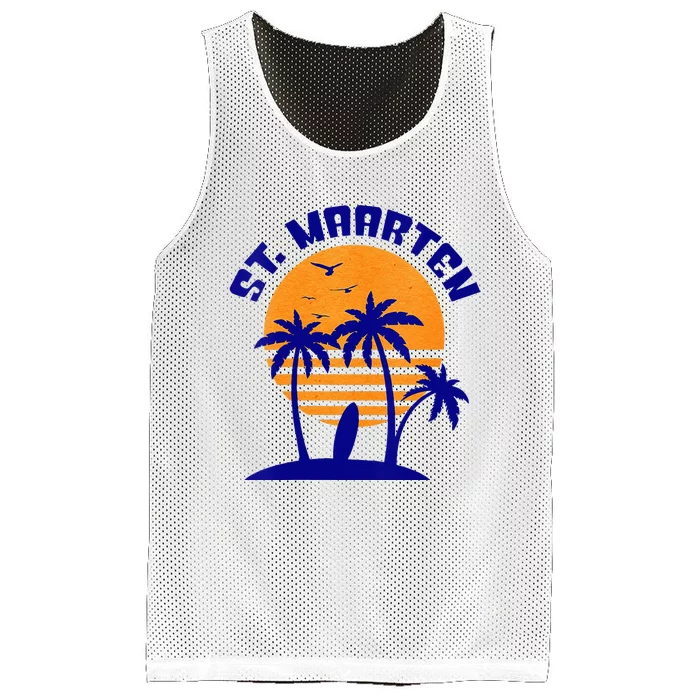 Womens St. Maarten Beach Surfing Travel Souvenir Mesh Reversible Basketball Jersey Tank