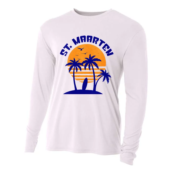 Womens St. Maarten Beach Surfing Travel Souvenir Cooling Performance Long Sleeve Crew