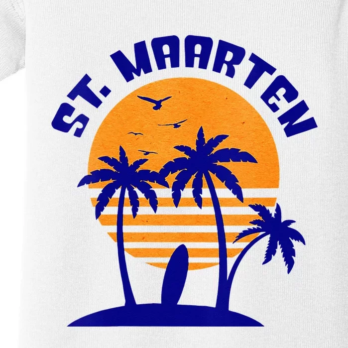 Womens St. Maarten Beach Surfing Travel Souvenir Baby Bodysuit