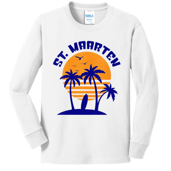 Womens St. Maarten Beach Surfing Travel Souvenir Kids Long Sleeve Shirt