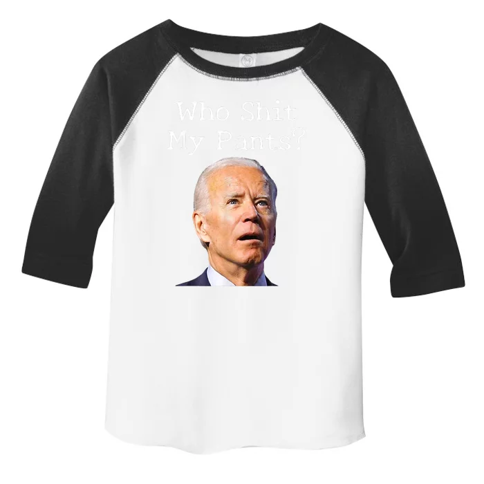 Who Shit My Pants Funny Anti Joe Biden Toddler Fine Jersey T-Shirt