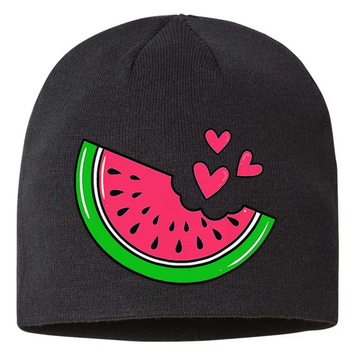 Watermelon Slice Melon Hearts Lovers Eating Fruit Summer 8 1/2in Sustainable Knit Beanie