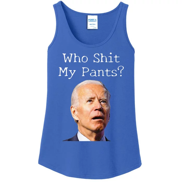 Who Shit My Pants Funny Anti Joe biden Ladies Essential Tank