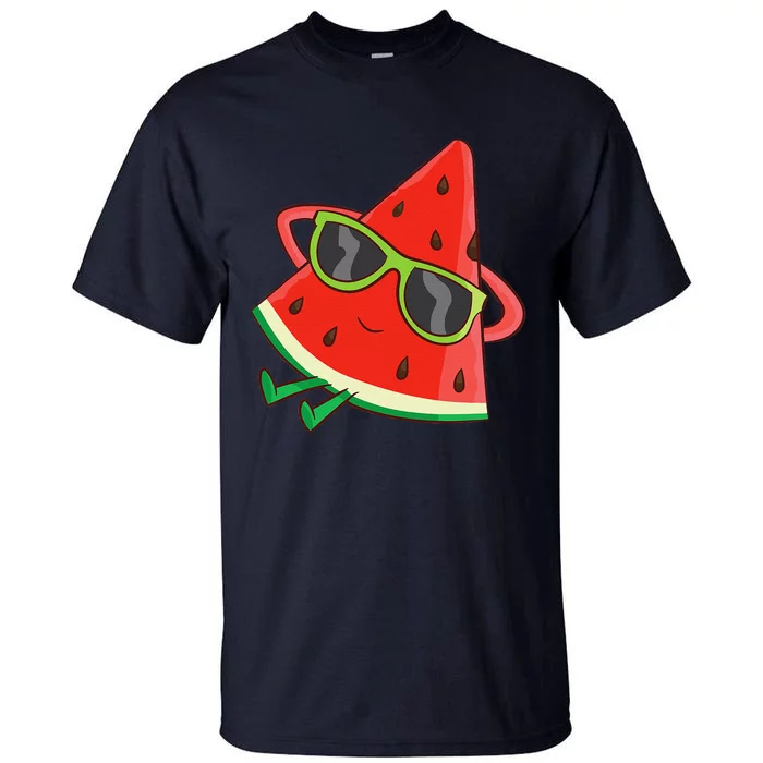 Watermelon Summer Melon With Sunglasses Funny Watermelon Tall T-Shirt