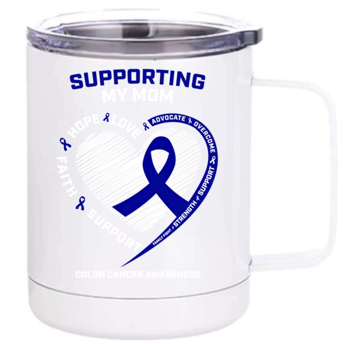 Wo Support Mom Colon Cancer Awareness Products Gift Front & Back 12oz Stainless Steel Tumbler Cup