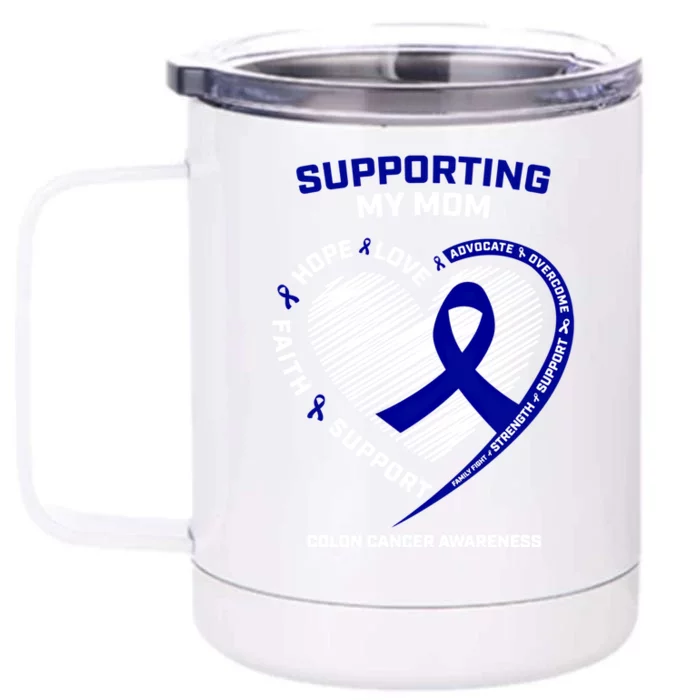 Wo Support Mom Colon Cancer Awareness Products Gift Front & Back 12oz Stainless Steel Tumbler Cup