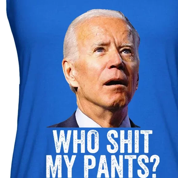 Who Shit My Pants Anti Joe Biden Tee Funny Conservative Ladies Essential Flowy Tank