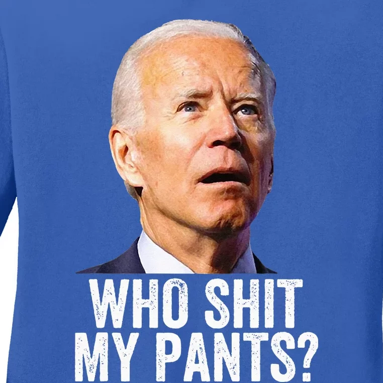 Who Shit My Pants Anti Joe Biden Tee Funny Conservative Ladies Long Sleeve Shirt