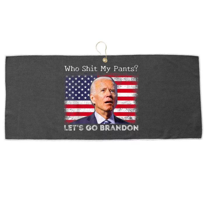 Who Shit My Pants Funny Anti Joe Biden Funny Meme Large Microfiber Waffle Golf Towel