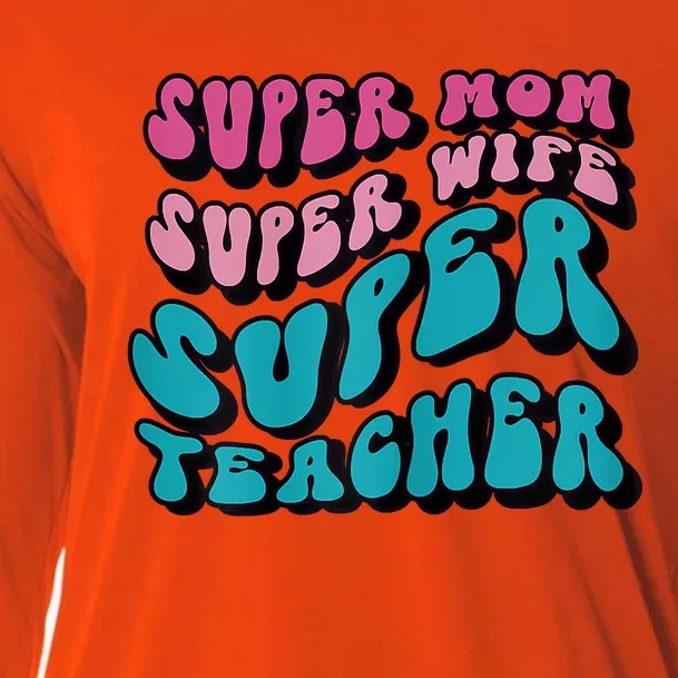 Womens Super Mom Mothers Day Cool Teacher Life Mama Momma Cooling Performance Long Sleeve Crew