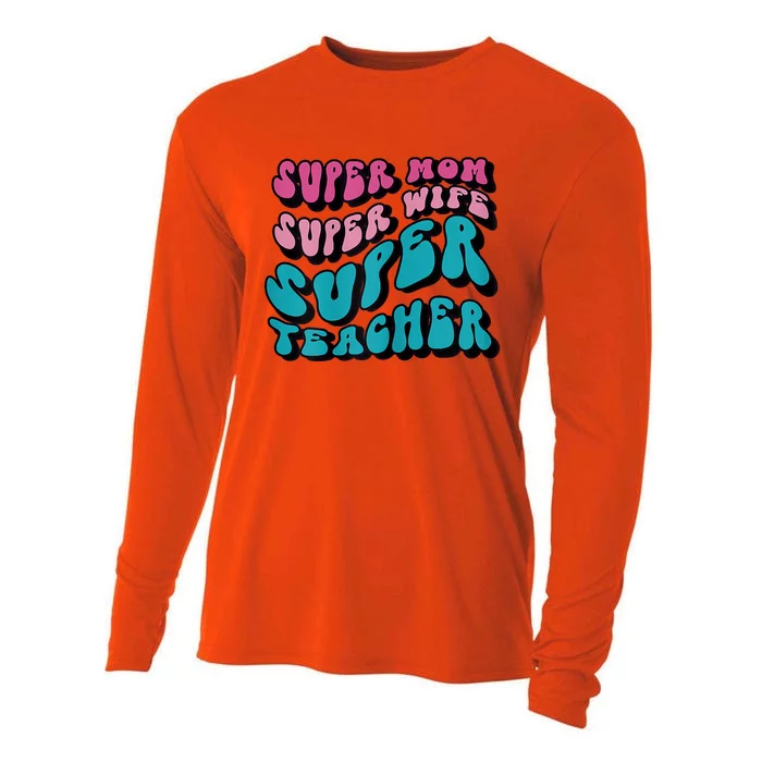 Womens Super Mom Mothers Day Cool Teacher Life Mama Momma Cooling Performance Long Sleeve Crew