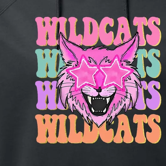 Wildcats School Mascot Sport Mom Wildcats Performance Fleece Hoodie