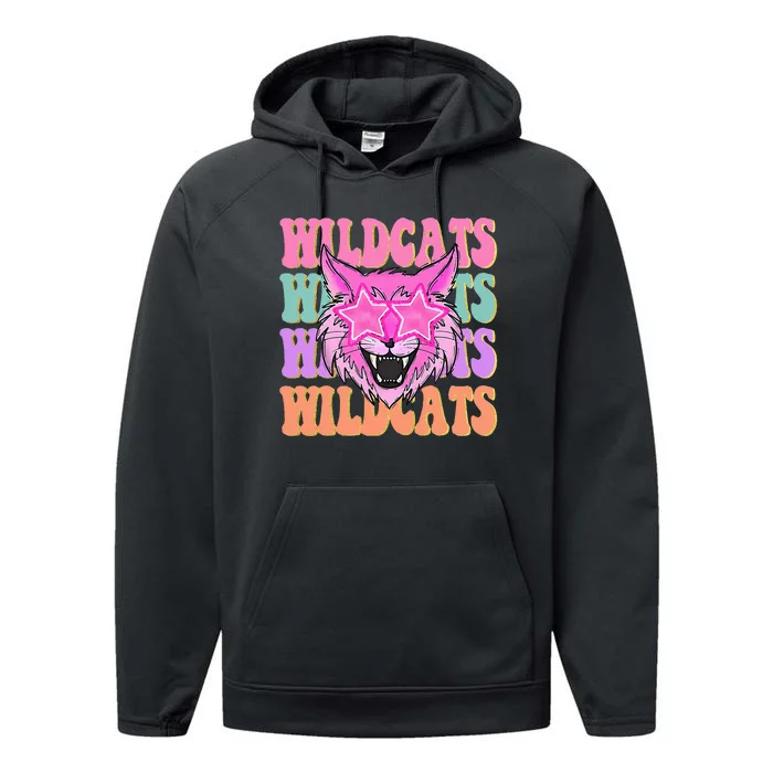 Wildcats School Mascot Sport Mom Wildcats Performance Fleece Hoodie