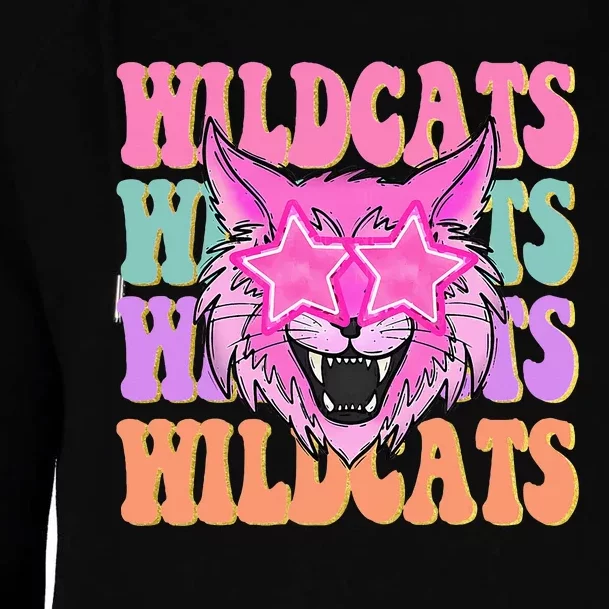 Wildcats School Mascot Sport Mom Wildcats Womens Funnel Neck Pullover Hood