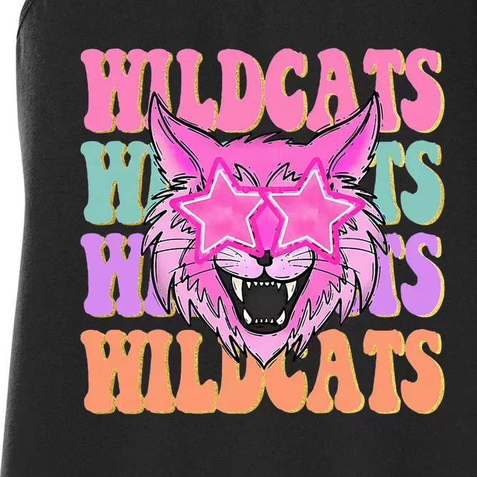 Wildcats School Mascot Sport Mom Wildcats Women's Racerback Tank