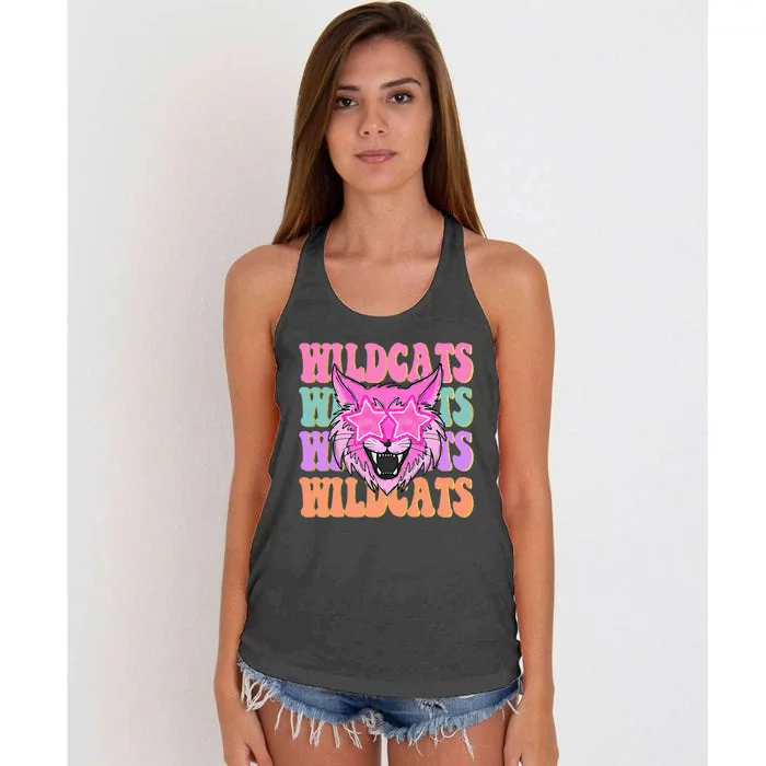 Wildcats School Mascot Sport Mom Wildcats Women's Knotted Racerback Tank