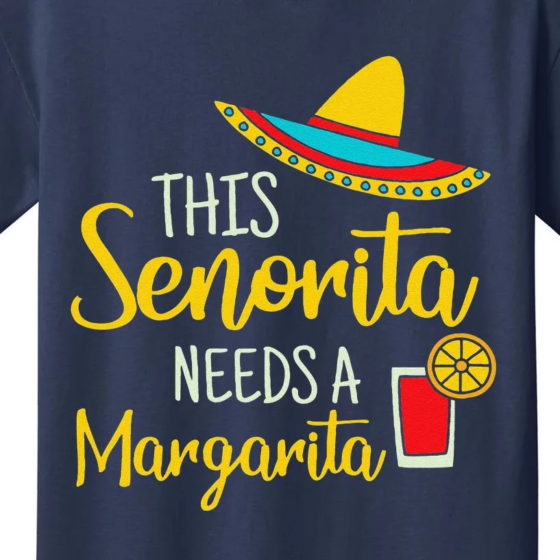 Womens Senorita Margarita Mexican Fiesta Funny Cinco De Mayo Kids T-Shirt