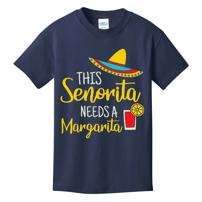 Womens Senorita Margarita Mexican Fiesta Funny Cinco De Mayo Kids T-Shirt