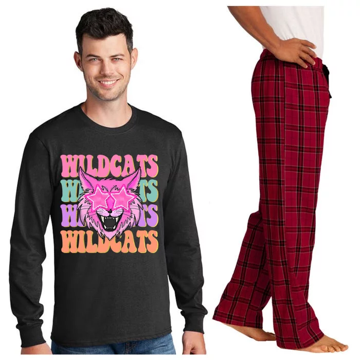 Wildcats School Mascot Long Sleeve Pajama Set