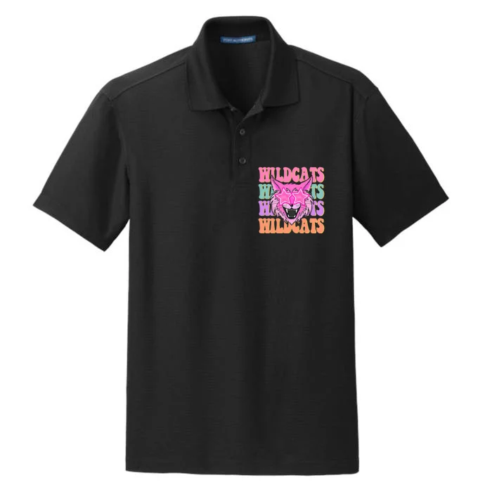 Wildcats School Mascot Dry Zone Grid Performance Polo