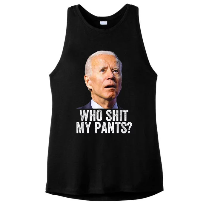 Who Shit My Pants Anti Joe Biden Tee Funny Conservative Ladies Tri-Blend Wicking Tank