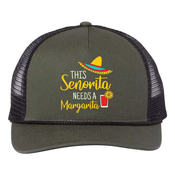 Womens Senorita Margarita Mexican Fiesta Funny Cinco De Mayo Retro Rope Trucker Hat Cap