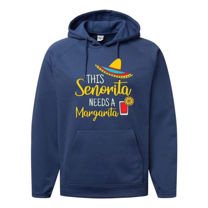 Womens Senorita Margarita Mexican Fiesta Funny Cinco De Mayo Performance Fleece Hoodie