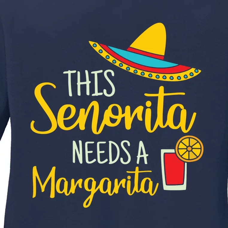 Womens Senorita Margarita Mexican Fiesta Funny Cinco De Mayo Ladies Long Sleeve Shirt