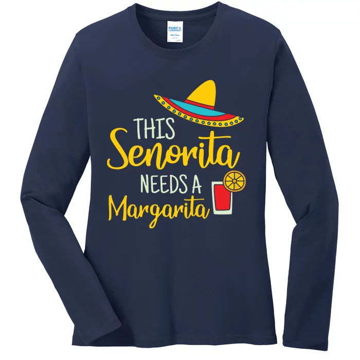 Womens Senorita Margarita Mexican Fiesta Funny Cinco De Mayo Ladies Long Sleeve Shirt