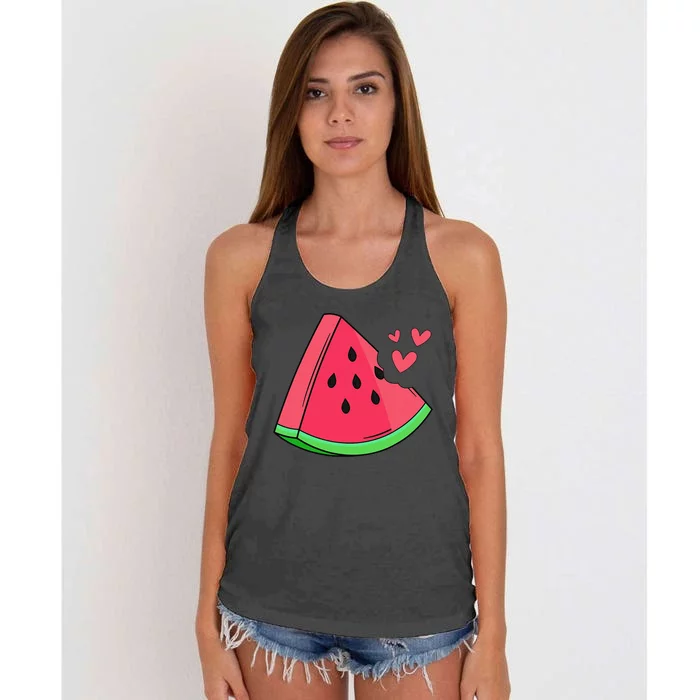 Watermelon Slice Melon Summer Vacation Season Fruit Lovers Women's Knotted Racerback Tank