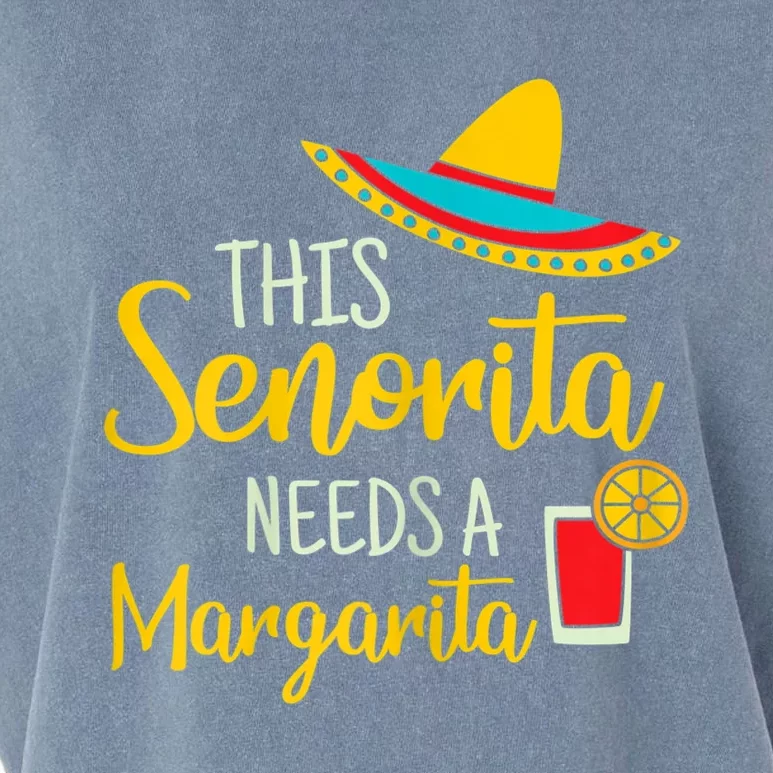 Womens Senorita Margarita Mexican Fiesta Funny Cinco De Mayo Garment-Dyed Women's Muscle Tee