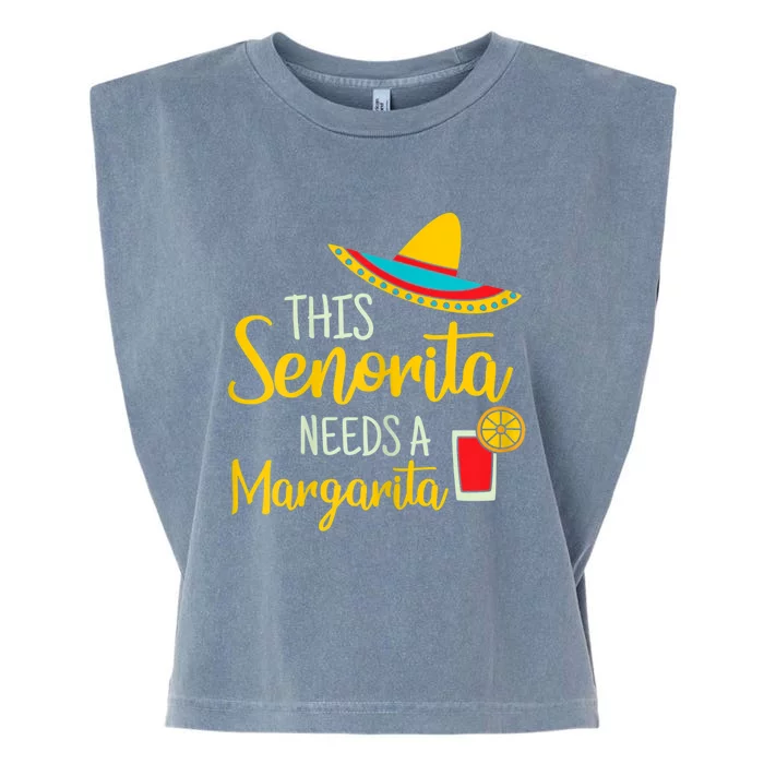 Womens Senorita Margarita Mexican Fiesta Funny Cinco De Mayo Garment-Dyed Women's Muscle Tee